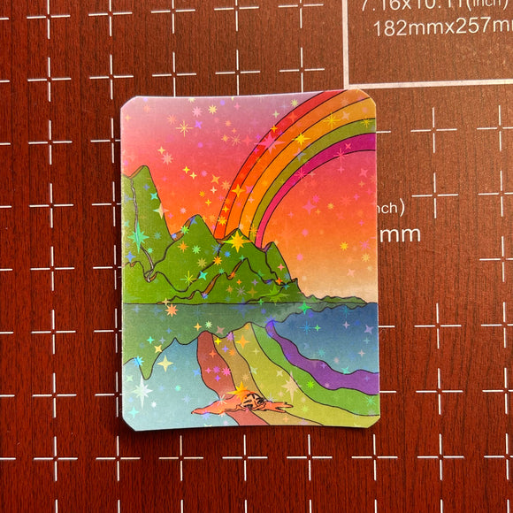 Sunset Swim - Holographic Sticker, Rainbow, Hawaii Life