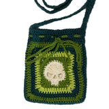 Darker Green Skull Bag - Crochet, Cotton