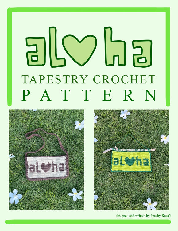 Aloha Tapestry Crochet Pattern - Love Hawaii, Heart, Cute Lettering, Wall Hanging