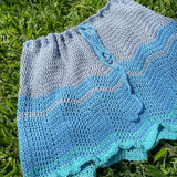 Ripples Mini Skirt - Crochet, Blues, Ocean Vibes, Beach Coverup