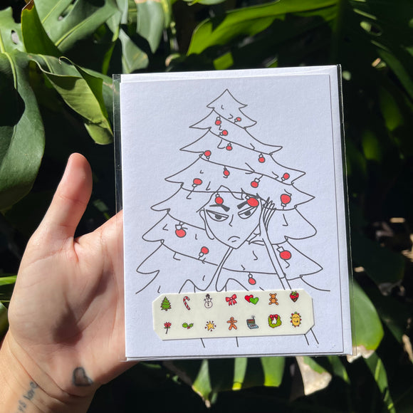 Holidays on the Mind - Recycled Paper Card, Hawaii Girl, Nail Art