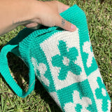 Groovy Flowers Bag - Cotton, Tapestry Crochet, Checkers