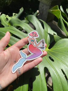 Poke Mermaid - Holographic Sticker, Hawaii Art, Sushi Girl