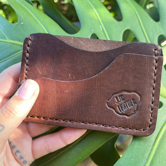 Wavy Pocket Cardholder - Leather, Hawaii Art, Handmade