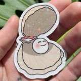 Pearl in Clam - Holographic Sticker, Hawaii Art, Cute Ocean