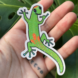 Gecko Shaka - Holographic Sticker, Hawaii Art,