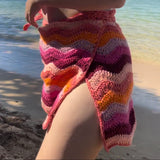 Pink Sunset Wrap Skirt - Crochet, Cotton Yarn