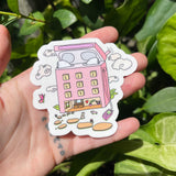 Tiny Techno House With Bunnies - Sticker, Vinyl, Semi Transparent, Polly Pocket, Early 2000s, Trendy Girl