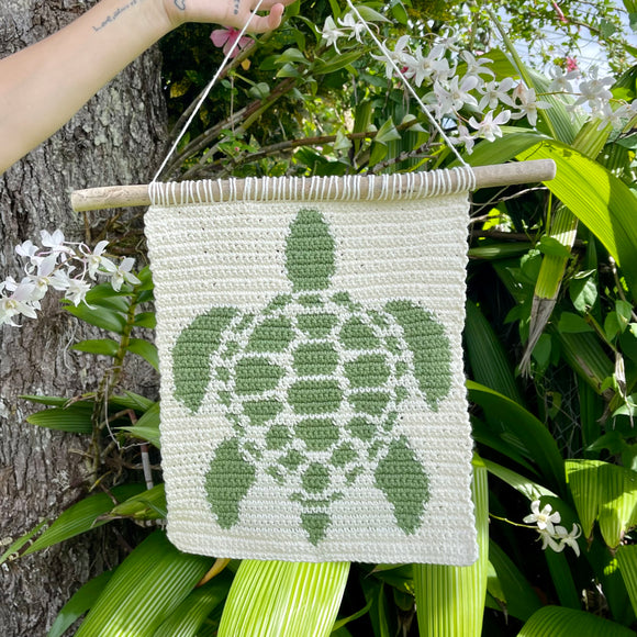 Honu Tapestry - Sea Turtle, Wall Hanging, Crochet