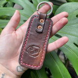 Flower Keyring (Dark Leather) - Hawaii Art, Leather, Handmade