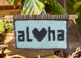 Aloha Tapestry Crochet Pattern - Love Hawaii, Heart, Cute Lettering, Wall Hanging