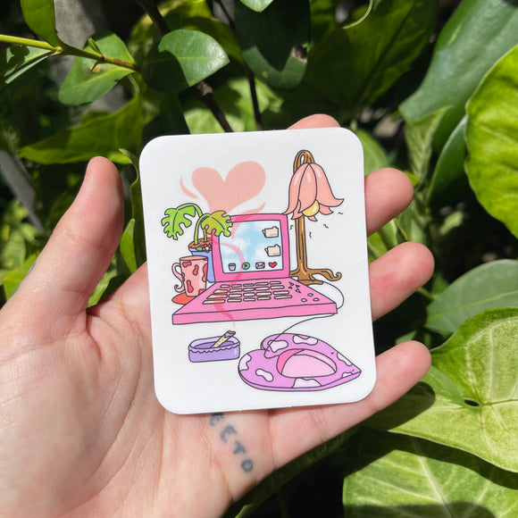 Work From Home - Sticker, Semi Transparent, Vinyl, Y2K, Adulting, Stoner Vibes, Pink and Purple, Stay Home