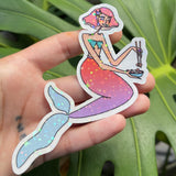 Poke Mermaid - Holographic Sticker, Hawaii Art, Sushi Girl