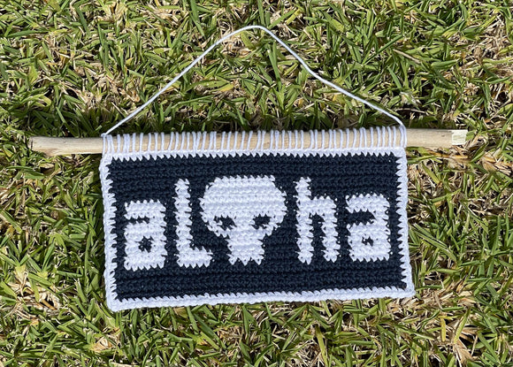 Aloha Skull Tapestry - Crochet, Wall Hanging, Hawaii, Halloween