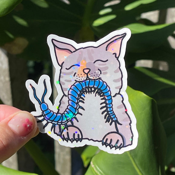 Cat w/ Centipede - Junji Ito, Fan Art, Sticker