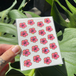 Lots of Little Hibiscus - Sticker Sheet, Hawaii Flowers, Cute Stationary