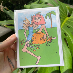 Peachy Pumpkin Carve Card - Halloween Vibes, Spooky Hawaii