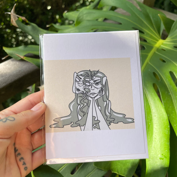 Tomie Peachy Card - Fan Art, Recycled Paper, Spooky