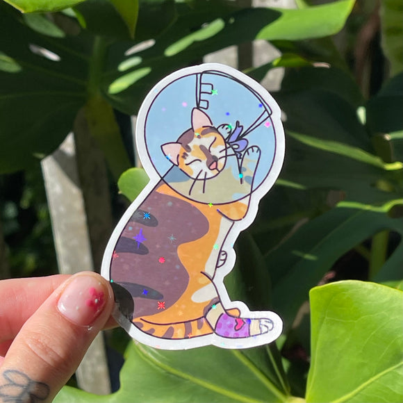 Space Kitty - Cone of Shame, Healing, Sticker