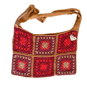 Granny Square Tote - Crochet Bag, Organic Cotton, Autumn Colors