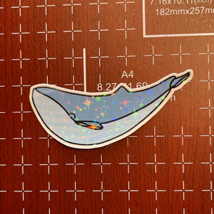 Denim Whale - Sticker, Blues, Humpback