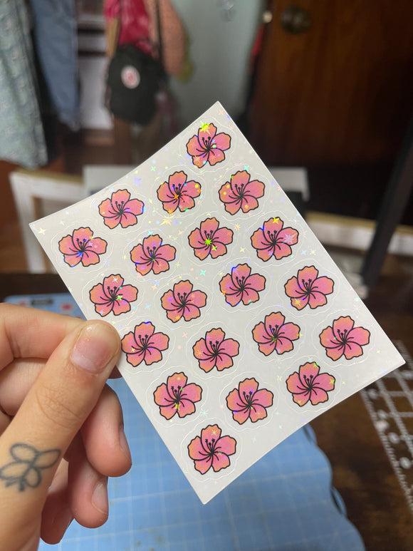 Lots of Little Hibiscus - Sticker Sheet, Hawaii Flowers, Cute Stationary