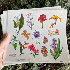 Garden Isle Botanicals Sticker Sheet - Hawaii Plants, Educational, Kawaii Flowers