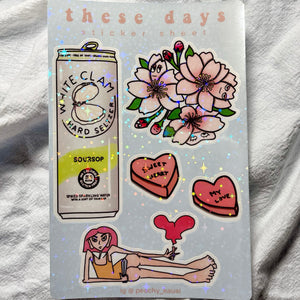 These Days - Sticker Sheet, Millennial, Holographic, Moody