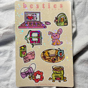 Besties - Y2K, Girly, Slumber Party Vibes, BFF, Cute, Holographic, Sweet