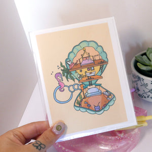 Sea Shell Home - Card, Polly Pocket Inspired, 90s Kid, Nostalgic, Mermaid Aesthetic, Recycled Paper