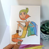 Rainbow Sew - Card, Seamstress, Creativity, Recycled Paper, Colorful, Crochet, Hawai'i Girl