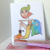 Rainbow Sew - Card, Seamstress, Creativity, Recycled Paper, Colorful, Crochet, Hawai'i Girl