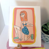 Be Ready - Card, Tough Girl, Fight the Fight, Recycled Paper, Cartoon Style