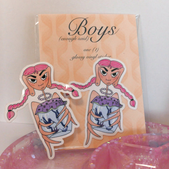 Boys Sticker - Glossy Vinyl, Girls Rule, Jar of Boys, Photoshop, Multimedia, Laptop Decal