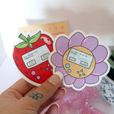 Growing Handheld Game Consoles - 2 Glossy Vinyl Stickers, Neopets Inspired, 90s Kid, Nature Dork