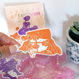 Groovy Afternoon - 2 Glossy Vinyl Stickers, Psychedelic Art, Trippy, Orange and Purple, Dreamy Aesthetic