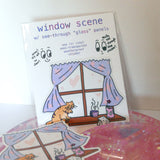 Window Scene - Semi-Transparent, Cat At Window, Cute Sticker, Functional Window, Dreamy Aesthetic