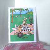 Bunny Birthday Bash - Birthday Card, Hawaii, Bunnies, Best Friends, Celebration, Recycled Paper Card