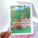 Bunny Birthday Bash - Birthday Card, Hawaii, Bunnies, Best Friends, Celebration, Recycled Paper Card