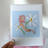 Peaches 'n Daisies - Recycled Paper Card, Stoner Girl, Relaxed, Baby Blue and White