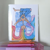 Rainbow State of Mind - Card, Colorful Hair, Peaceful, Acceptance, Content, Recycled Paper, Magical Girl