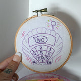 Shell Phone hoop - Embroidery Hoop, Y2K, Sassy, Early 2000s, Princess Ariel, Purple and Green, Handmade