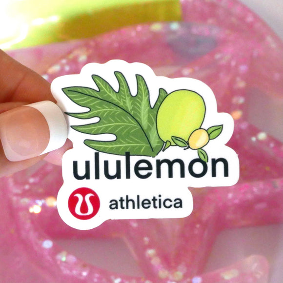 Ululemon - Parody, Sticker, Semi-Transparent, Punny, Ulu Fruit, Subtle Humor, Pop Culture, Fashion Brand Pun