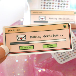 Decisions... - 2 Glossy Vinyl Stickers, 90s, Computer Notification, Pattern, Y2K