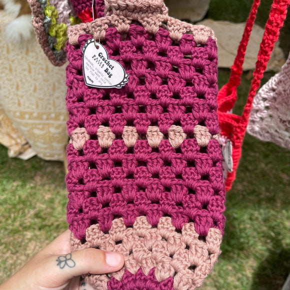 Crochet Water Bottle Holder - Organic Cotton, Handmade, Unique Design