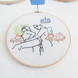 A Quiet Night At Home - Embroidery Hoop, Erotic Art, Hand Stitched