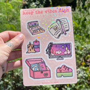 These Days - Sticker Sheet, Holographic, Moody Girl, Feel Good Stickers