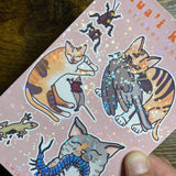 Kaua’i Kitties - Sticker Sheet, Holographic, Cute Creepy Cats