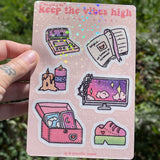 These Days - Sticker Sheet, Holographic, Moody Girl, Feel Good Stickers