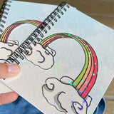 Rainbow Notebook - Mini, Holographic, Recycled Paper, Handmade, Colorful